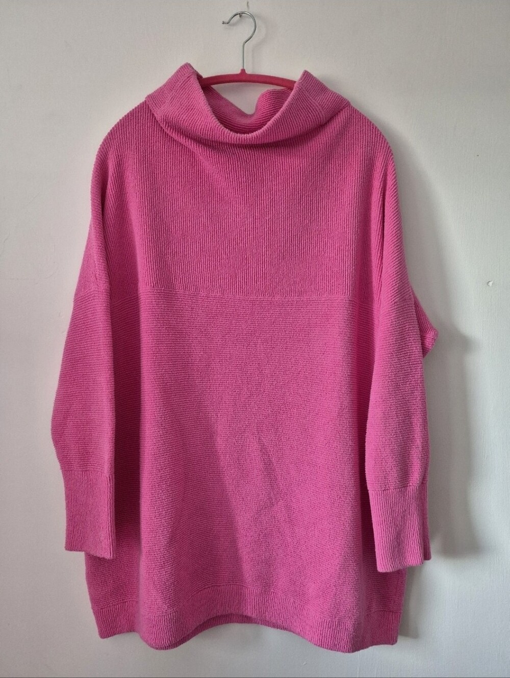 Free People Hot Pink Oversized Turtleneck Sweater